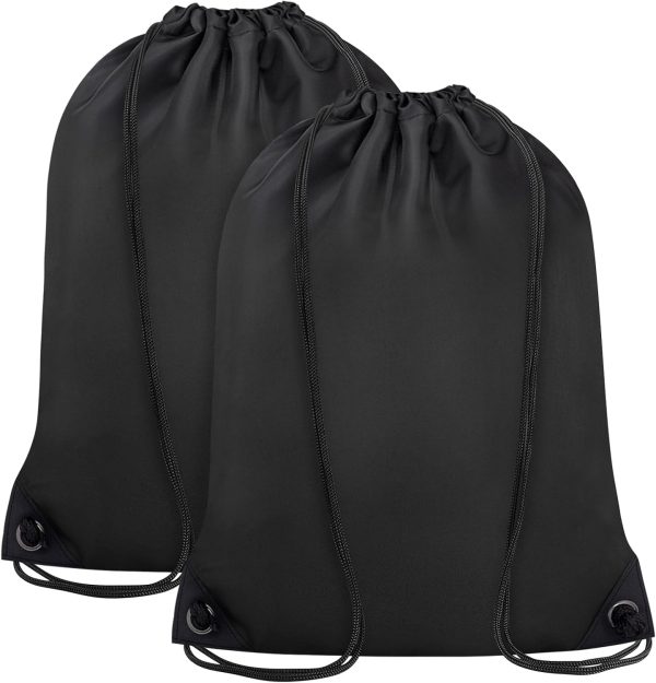 2PCS Drawstring Bags Bulk, String Backpack for Men Women, Cinch Bag Draw String Back Bag for Gym, Sports, Tl, Swimming, Beach, Black