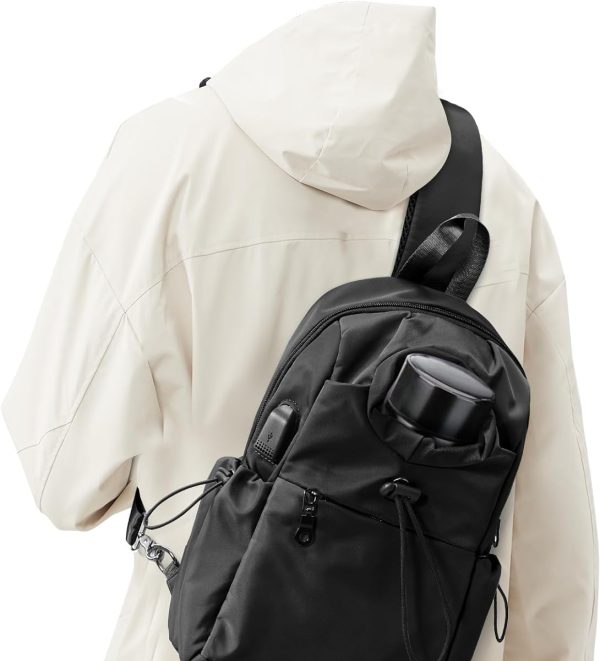 Black Sling Crossbody Bag for Men Women, Tactical Backpack Shoulder Daypack Mini Anti-Theft Cross Body Motorcycle Chest Bags, Small One Strap Fanny Back Pack for Casual Tl Hiking Sport Gym