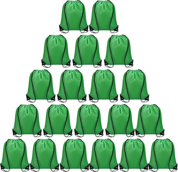 Drawstring Backpacks Bulk 20 Pieces String Bags Customized Bags for Party Gym Sport Trip - Green