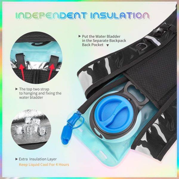 Hydration Backpack with 2L Water Bladder,  Water Backpack, Lightweight Insulation Hydration Pack for Men and Women, Suitable for Music Festivals, , Hiking, Activities - Image 2