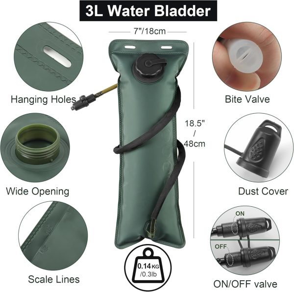 3L Water Backpack for Hiking, Water Hydration Backpack for Running, Tactical Hydro Backpack with 3L Water Bladder, Hydration Packs for Festivals - Image 2