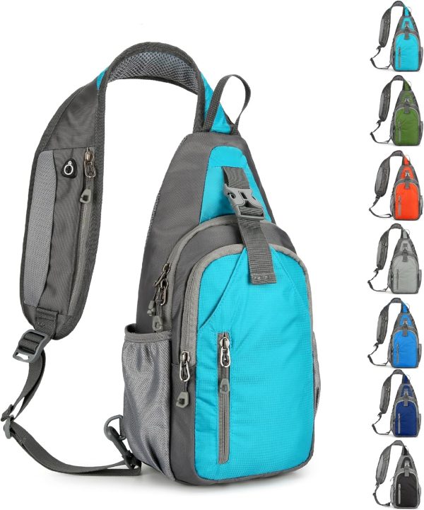 Small Crossbody Sling Backpack Hiking Daypack, Lightweight Casual Shoulder Chest Multiple Bag Sports Outdoor Tl (Lake Blue)