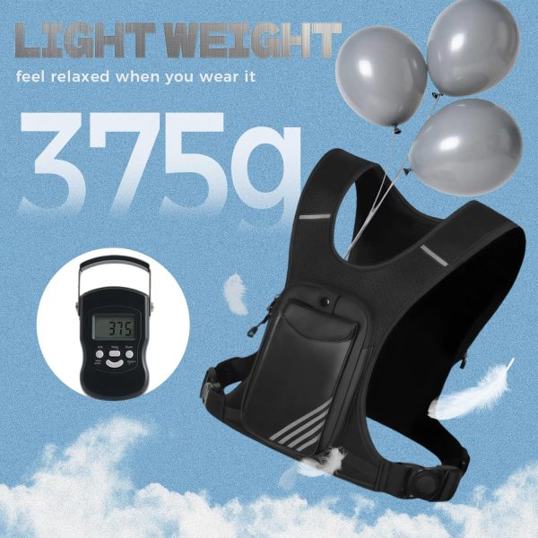 Running Hydration Vest Backpack Chest Bag with 800 ML Water Bladder, Minimalist Lightweight Running Vest for Women Men with Phone Holder, Extra Storage for Hiking Cycling Marathon - Image 2