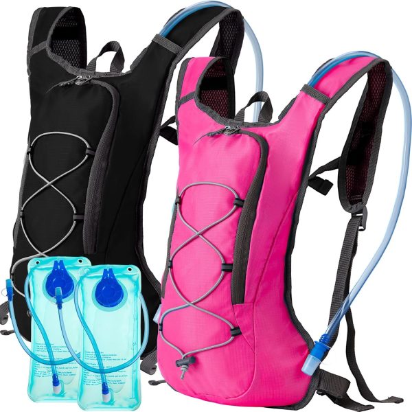 2 Pack Hydration Backpack Pack with 2 Pcs 2L Hydration Bladder Hiking Backpack Bladder for Hiking Cycling Climbing