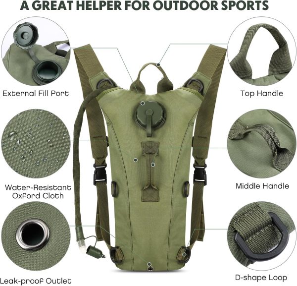 Hydration Pack Backpack with 3L Bladder, Tactical Water Bag for Hiking, Biking, Running, Walking and Climbing - Image 2