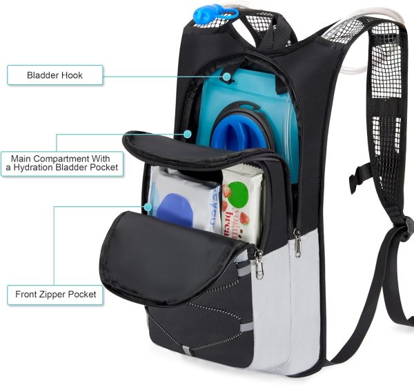 Hydration Backpack - Lightweight Water Backpack with 2L Water Bladder Bag, Running Hydration Vest Backpack for Men Women, Hydration Pack for Hiking, Cycling, Climbing - Image 2
