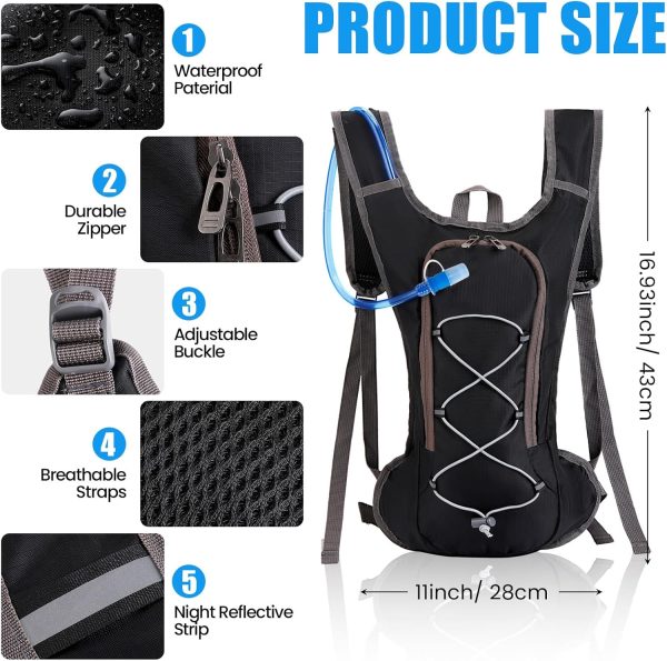 2 Pack Hydration Backpack Pack with 2 Pcs 2L Hydration Bladder Hiking Backpack Bladder for Hiking Cycling Climbing - Image 2
