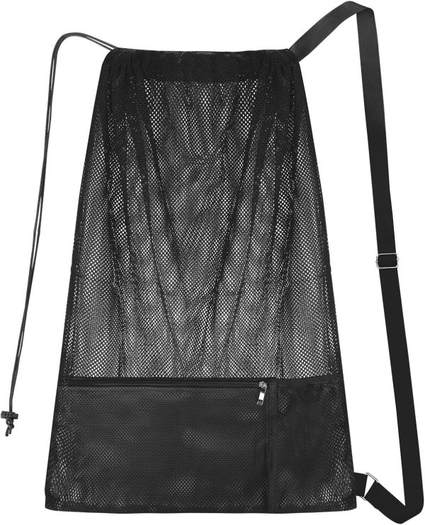 NATURAL STYLE Large Mesh Swim Beach Bag, Mesh Drawstring Gym Bag for Athletic Gym Sports Gear Workout Storge Beach Swiming