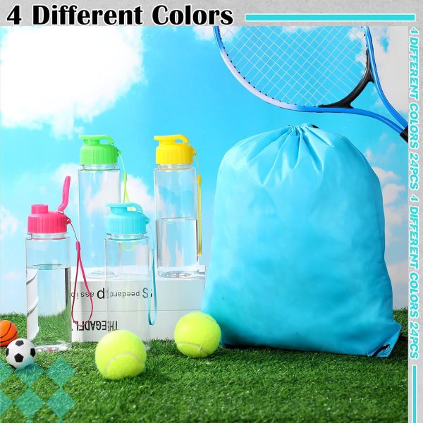 40 Pcs 17 oz Plastic Water Bottles Bulk and Drawstring Backpack Set Reusable Flip Top Leakproof Water Bottles with Handle for Adults Sports Gym Tl Party Outdoor(Stylish) - Image 2