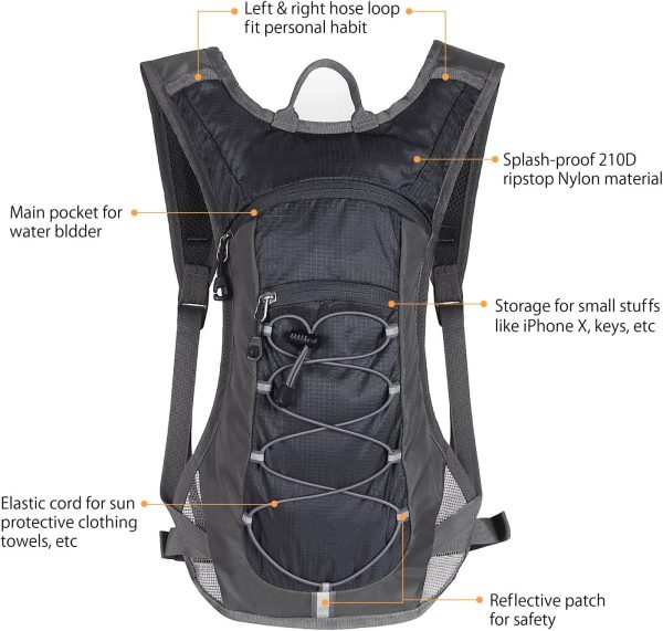Hydration Pack Backpack with 70 oz 2L Water Bladder for Running, Hiking, Cycling, Climbing, Camping, Biking - Image 2